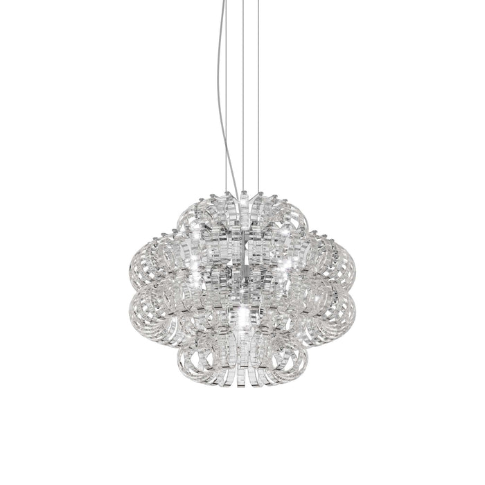 Ecos Chandelier in Glossy Chrome/Crystal Striped (Small).