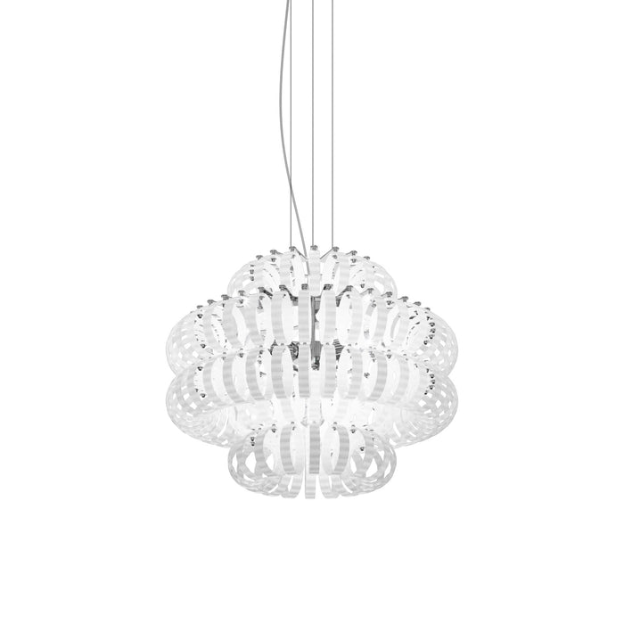 Ecos Chandelier in Glossy Chrome/White Striped (Small).
