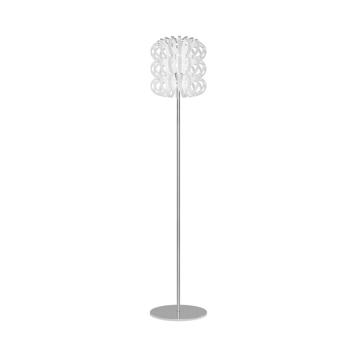 Ecos Floor Lamp in Glossy Chrome/White Striped.