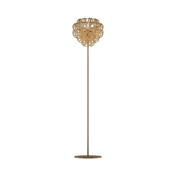 Giogali Floor Lamp in Matt Bronze/Crystal Amber.
