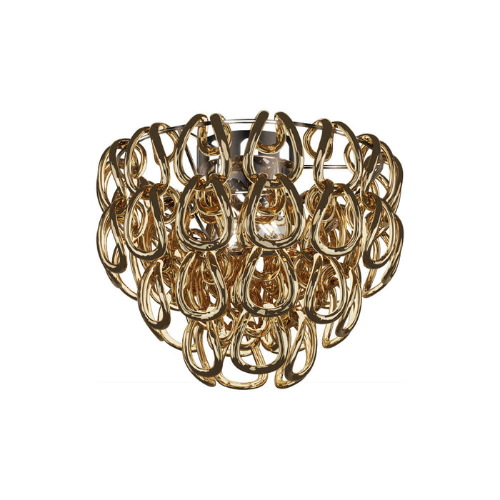 Giogali Flush Mount Ceiling Light in Crystal Gold/Glossy Chrome (Small).