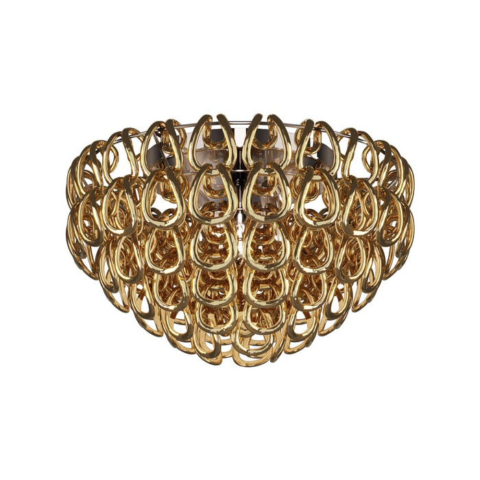 Giogali Flush Mount Ceiling Light in Crystal Gold/Glossy Chrome (Large).