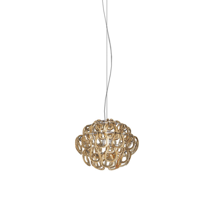 Giogali Pendant Light in Glossy Chrome/Crystal Amber (Small).