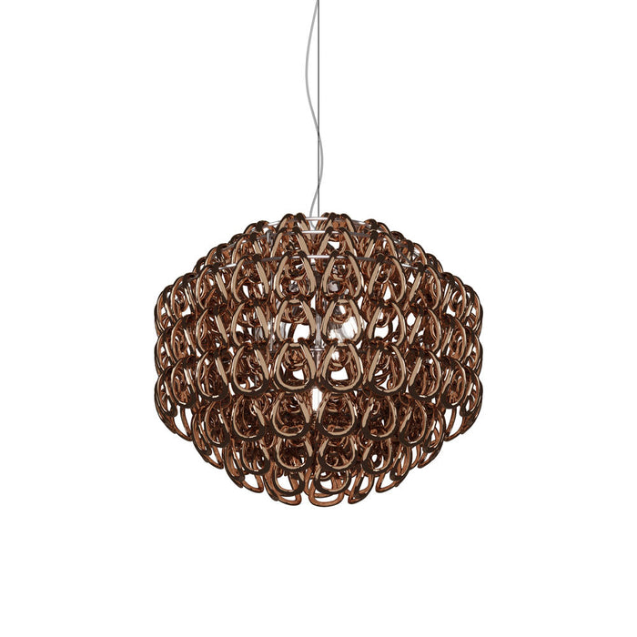 Giogali Pendant Light in Glossy Chrome/Crystal Copper (Large).