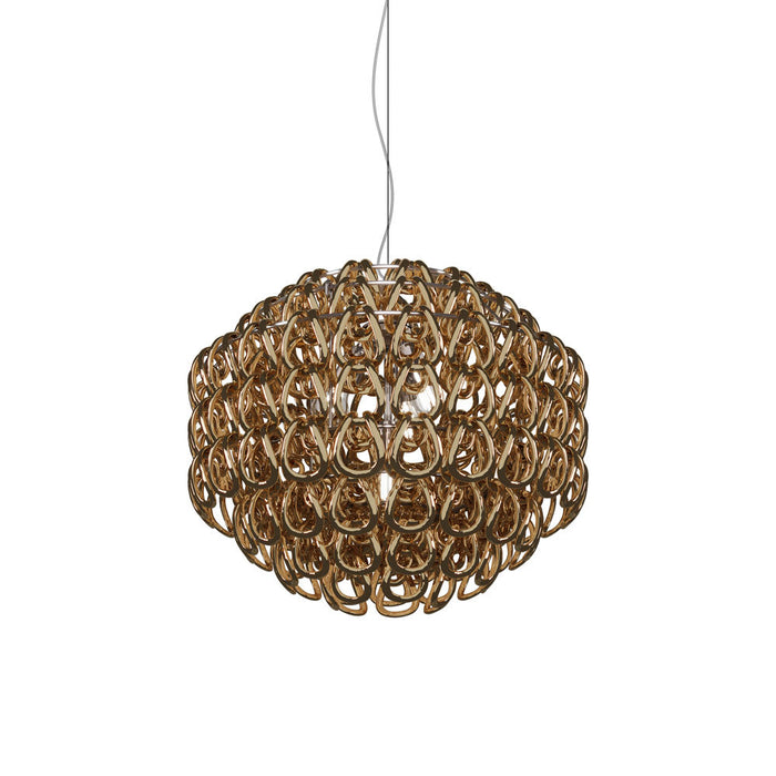 Giogali Pendant Light in Glossy Chrome/Crystal Gold (Large).