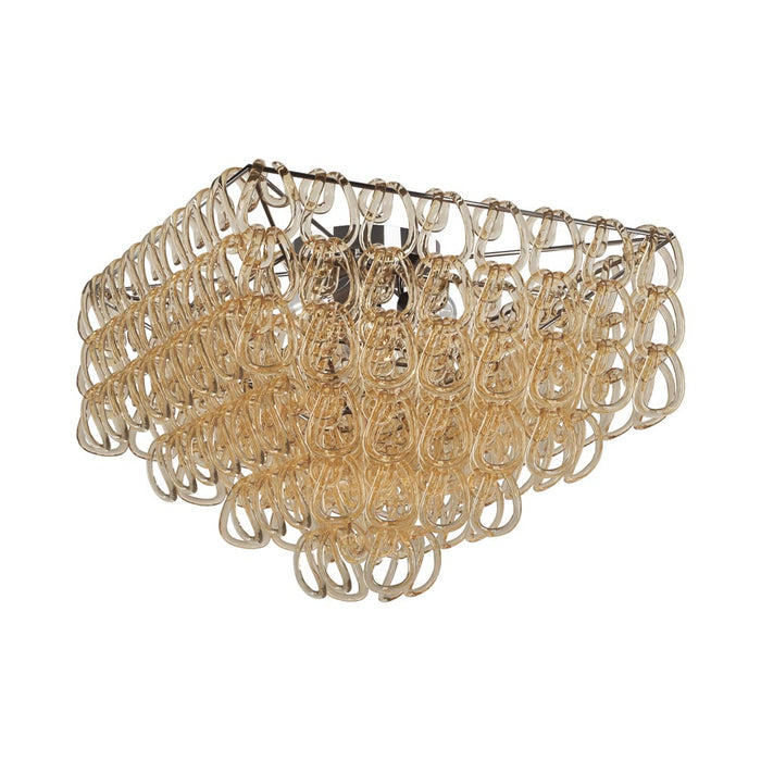 Giogali Square Flush Mount Ceiling Light in Crystal Amber/Glossy Chrome.