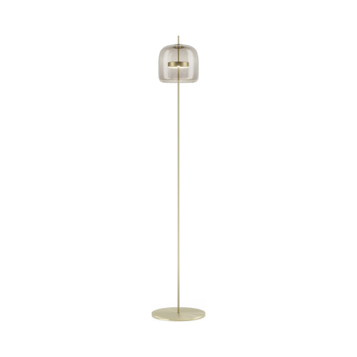 Jube LED Floor Lamp in Matt Gold/Smoky Transparent.