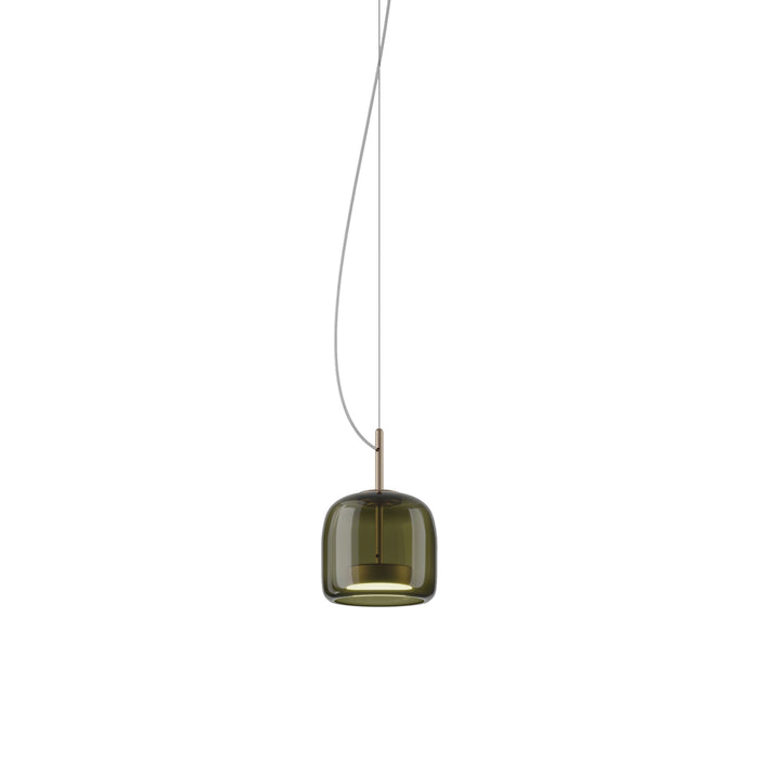 Jube S LED Pendant Light in Matt Gold/Old Green Transparent.