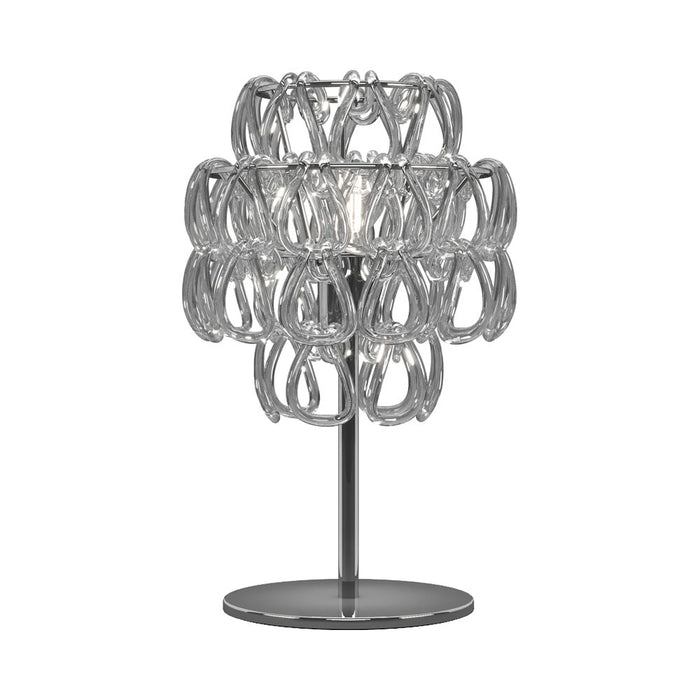 Minigiogali Table Lamp in Crystal Transparent/Glossy Chrome.