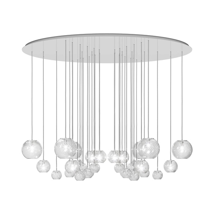 Oto Sp Cha Chandelier in Glossy White/Crystal Striped.