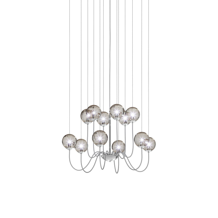 Puppet Chandelier in Smoky Transparent/Glossy Chrome (12-Light).