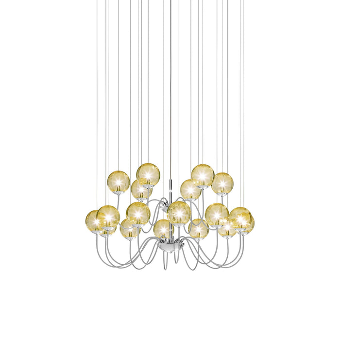 Puppet Chandelier in Amber Transparent/Glossy Chrome (18-Light).