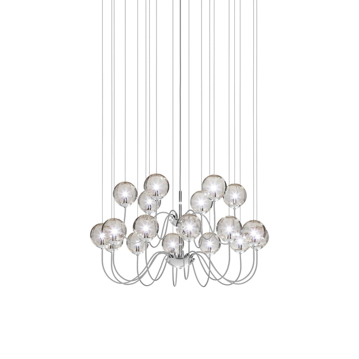 Puppet Chandelier in Smoky Transparent/Glossy Chrome (18-Light).