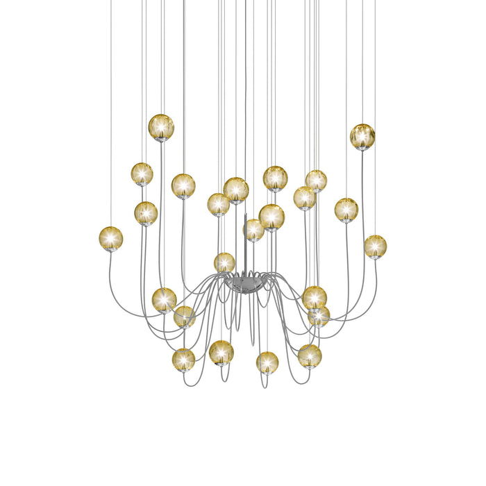Puppet Chandelier in Amber Transparent/Glossy Chrome (24-Light).