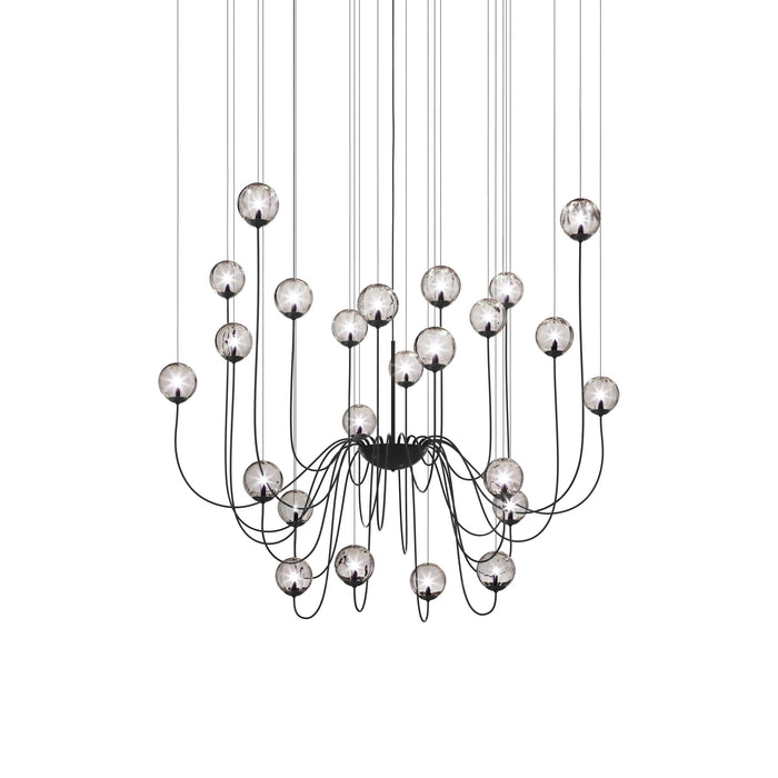 Puppet Chandelier in Smoky Transparent/Matt Black (24-Light).