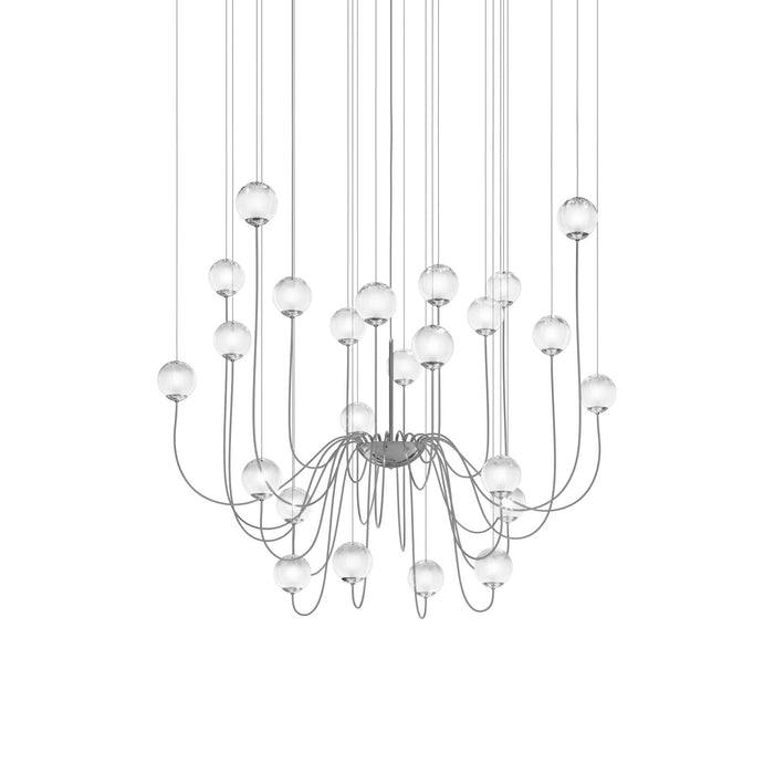 Puppet Chandelier in White Shaded/Glossy Chrome (24-Light).