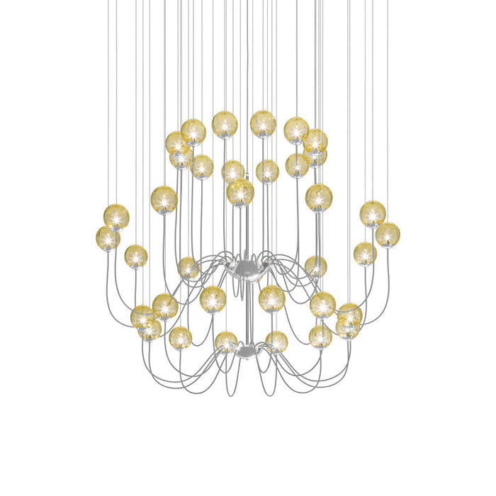 Puppet Chandelier in Amber Transparent/Glossy Chrome (36-Light).