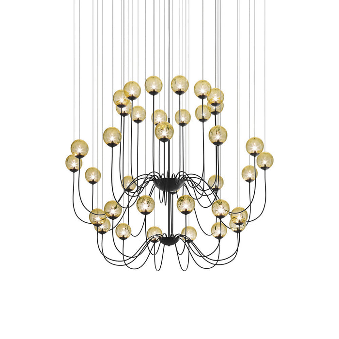 Puppet Chandelier in Amber Transparent/Matt Black (36-Light).