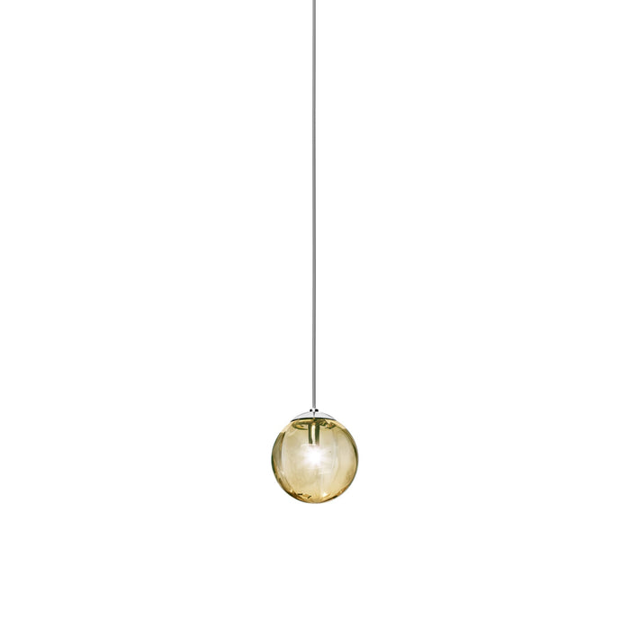 Puppet Pendant Light in Amber Transparent/Glossy Chrome (Small).