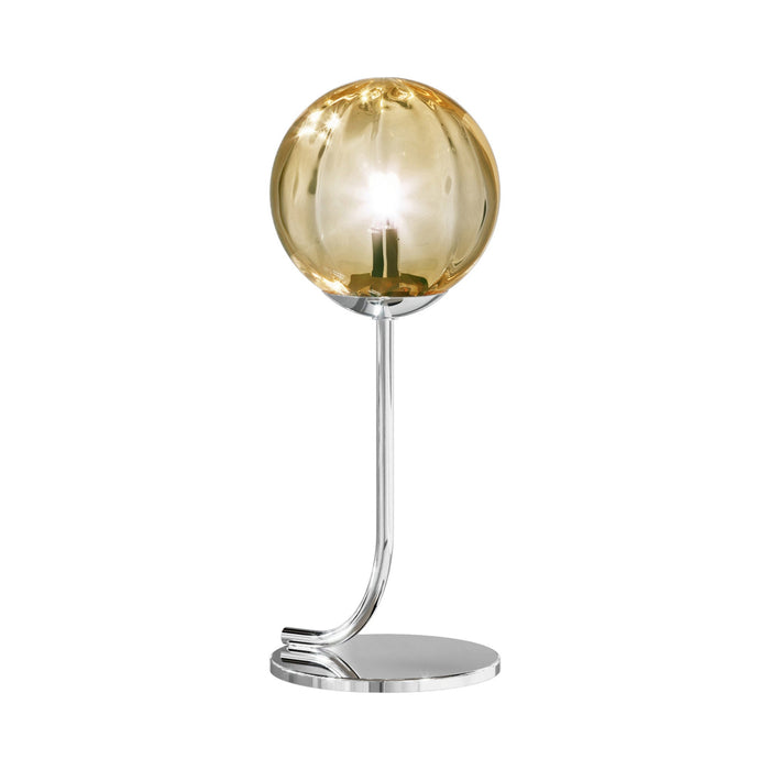 Puppet Table Lamp in Amber Transparent/Glossy Chrome.