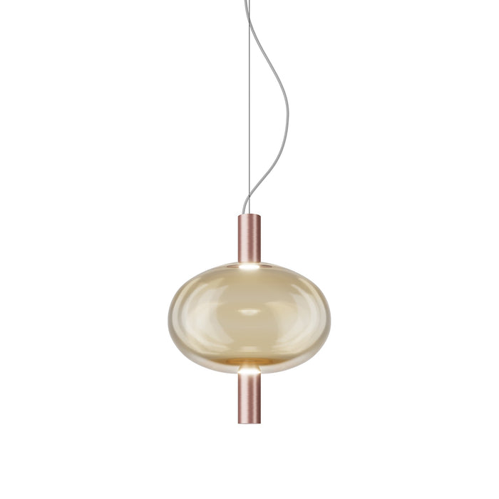 Riflesso SP 1 LED Pendant Light in Amber Transparent/Matt Copper.