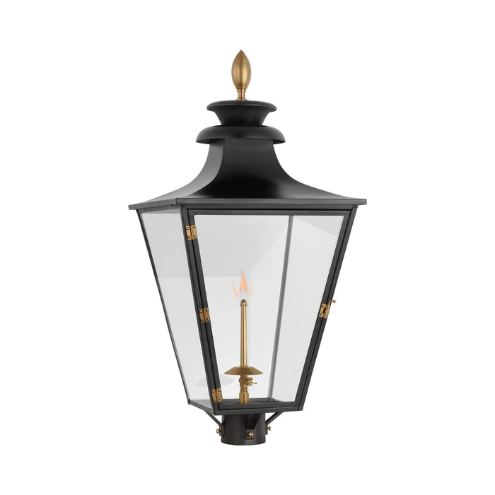 Albermarle Outdoor Gas Post Light in Matte Black and Brass.
