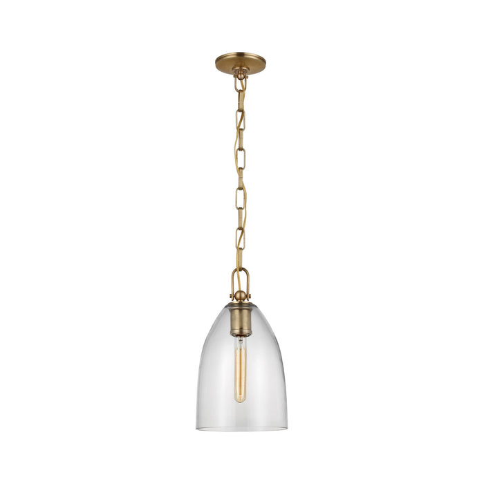 Andros LED Pendant Light in Antique-Burnished Brass/Clear Glass (Medium).