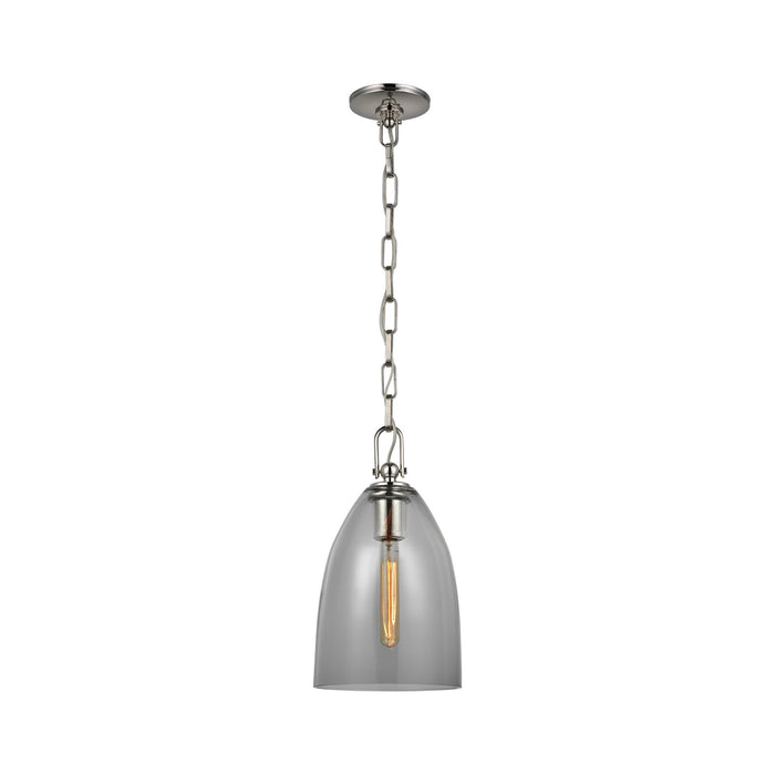 Andros LED Pendant Light in Polished Nickel/Smoked Glass (Medium).
