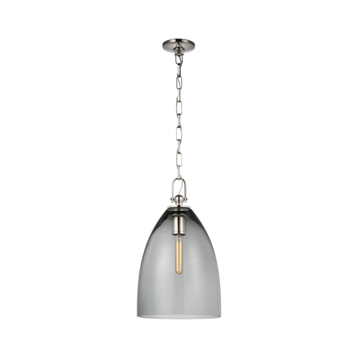 Andros LED Pendant Light in Polished Nickel/Smoked Glass (Large).