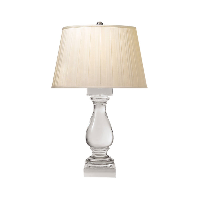 Balustrade Table Lamp in Crystal/Silk Box Pleated.