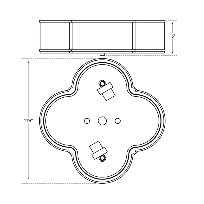 Basil Flush Mount Ceiling Light - line drawing.