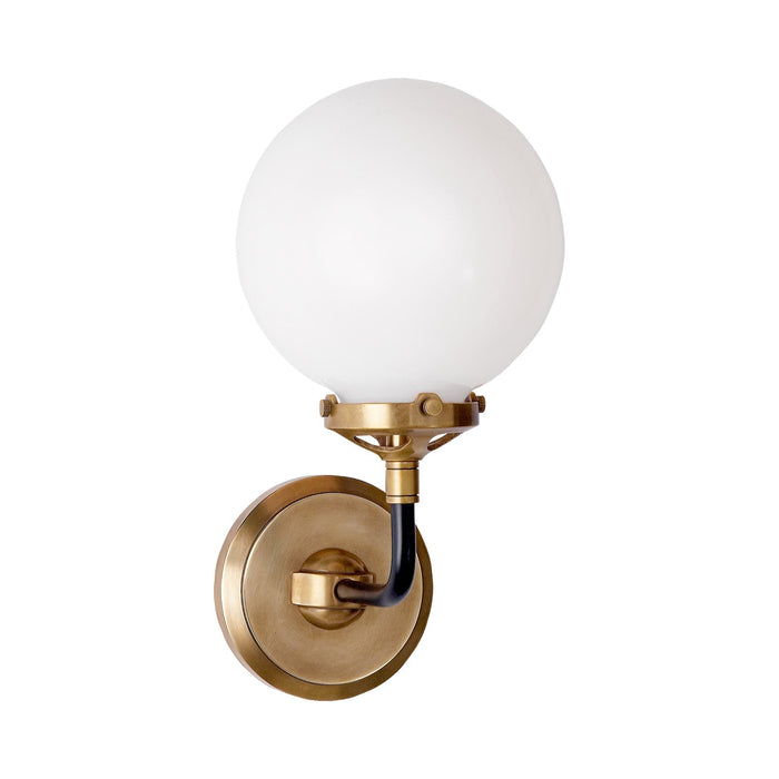Bistro Bath Wall Light in Hand-Rubbed Antique Brass and Black.