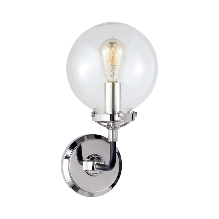 Bistro Bath Wall Light in Polished Nickel and Black.