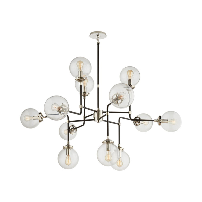 Bistro Medium Chandelier in Polished Nickel.