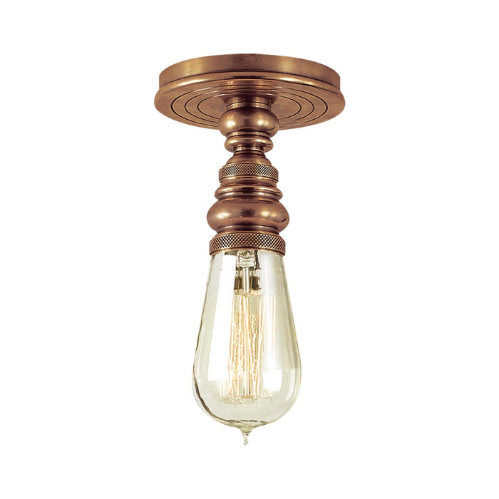 Boston Flush Mount Ceiling Light in Hand-Rubbed Antique Brass/Without Glass.