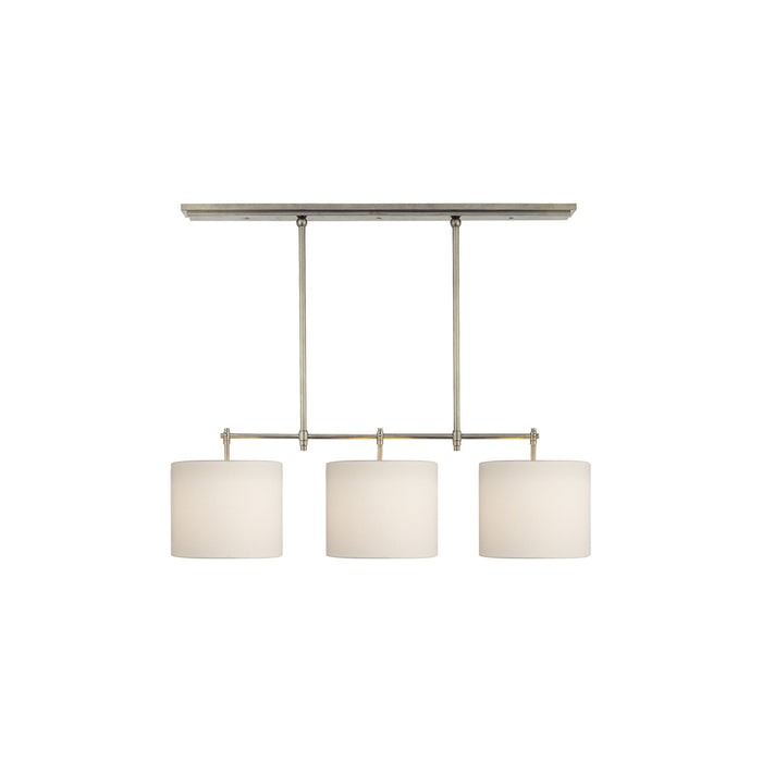 Bryant Linear Pendant Light in Antique Nickel/Linen (Small).