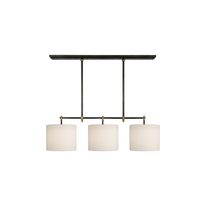 Bryant Linear Pendant Light in Bronze/Hand-Rubbed Antique Brass/Linen (Small).