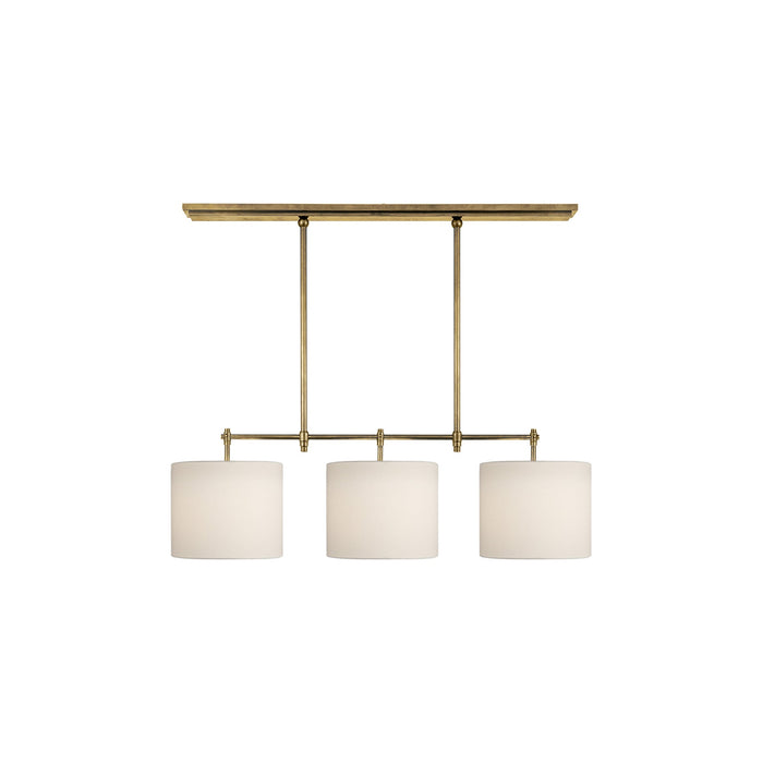 Bryant Linear Pendant Light in Hand-Rubbed Antique Brass/Linen (Small).