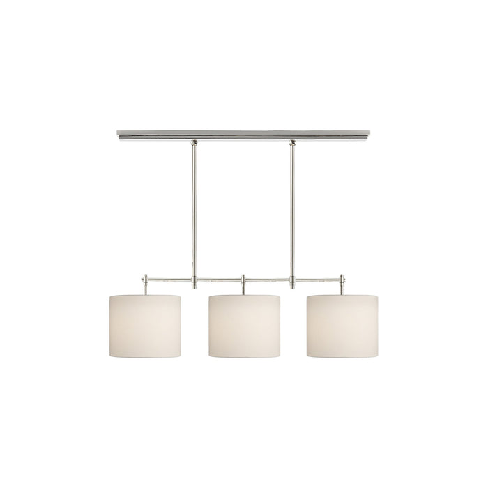 Bryant Linear Pendant Light in Polished Nickel/Linen (Small).