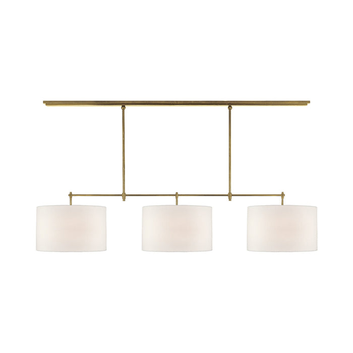 Bryant Linear Pendant Light in Hand-Rubbed Antique Brass/Linen (Large).