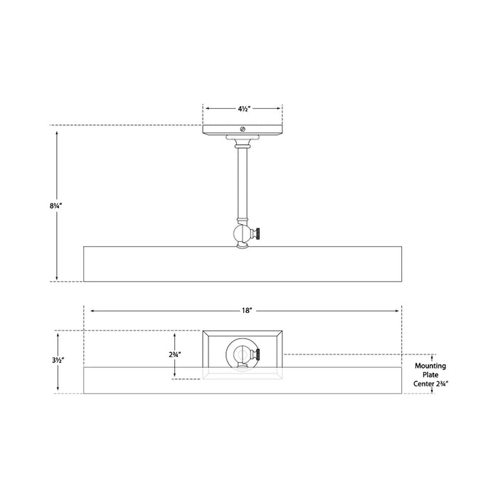 Cabinet Makers Picture Light - line drawing.