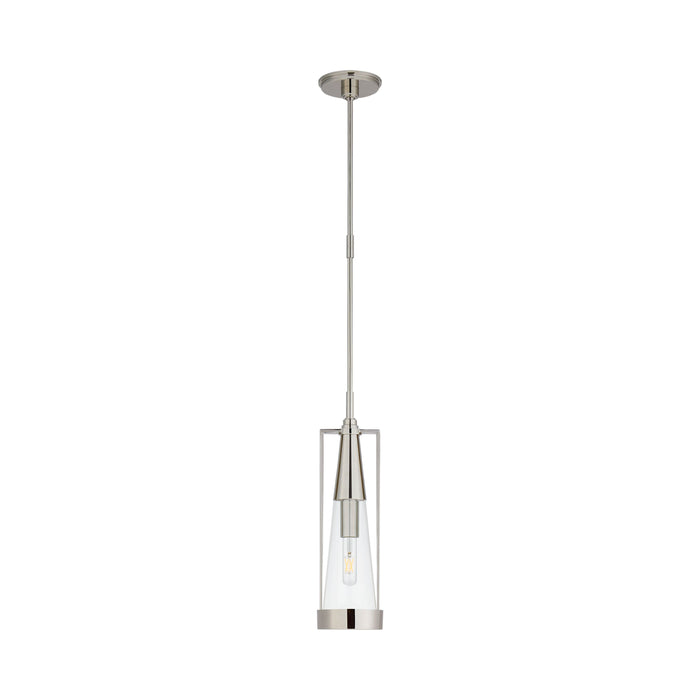 Calix Pendant Light in Polished Nickel/Clear Glass (Small).