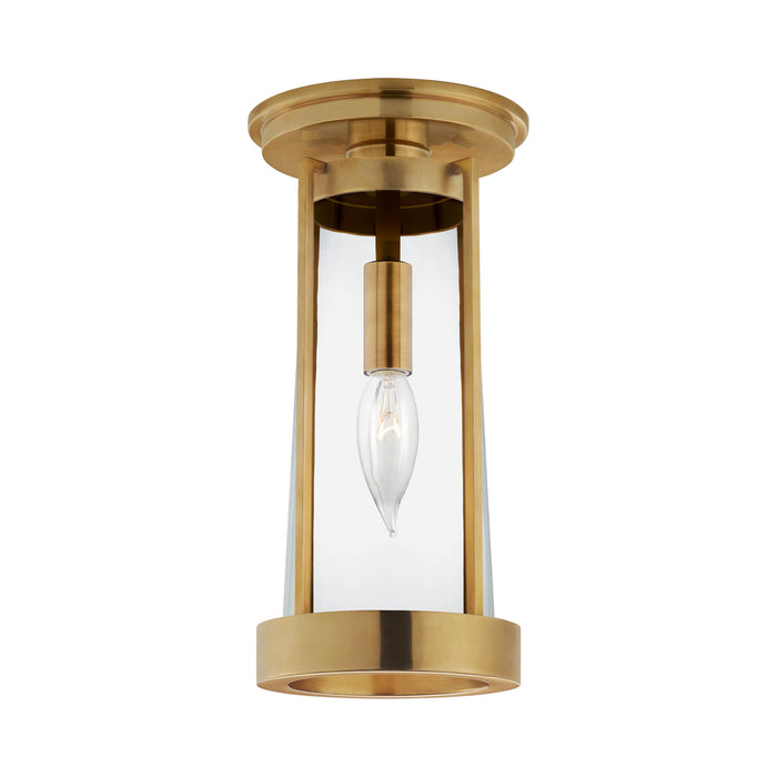 Calix Semi Flush Mount Ceiling Light in Hand-Rubbed Antique Brass/Clear Glass.