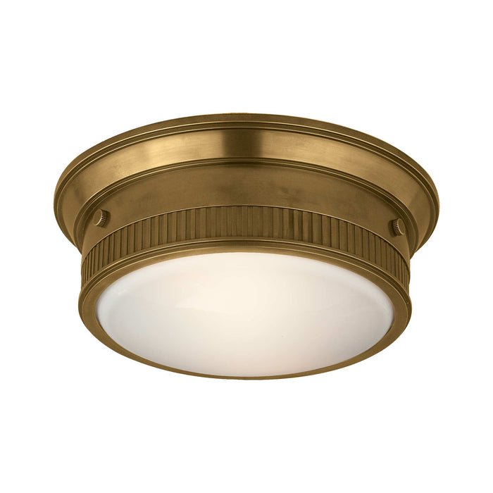 Calliope Flush Mount Ceiling Light in Hand-Rubbed Antique Brass.