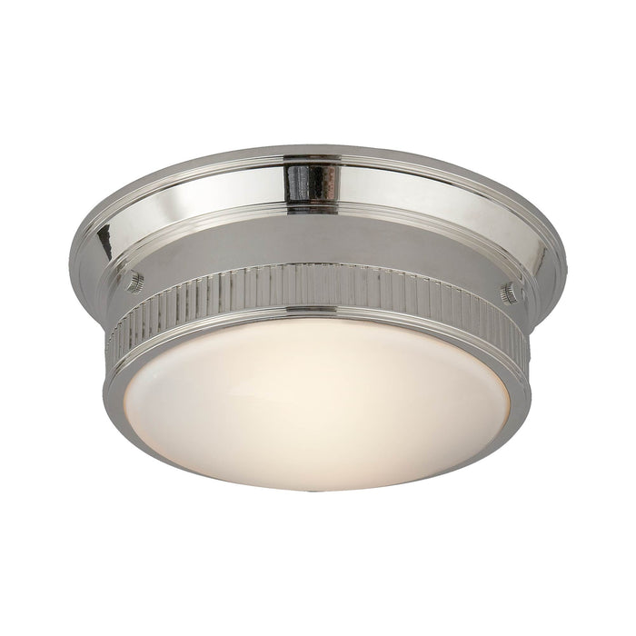 Calliope Flush Mount Ceiling Light in Polished Nickel.
