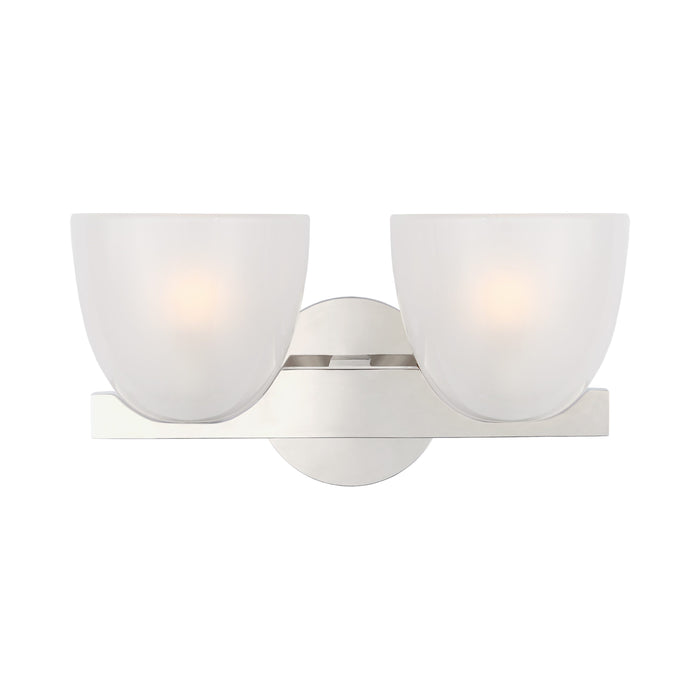 Carola LED Vanity Wall Light in Polished Nickel/Frosted Glass (2-Light).