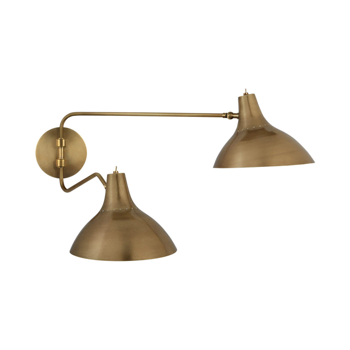 Charlton Double Wall Light in Hand-Rubbed Antique Brass (Medium).