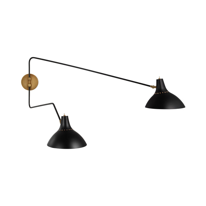 Charlton Double Wall Light in Black (Large).