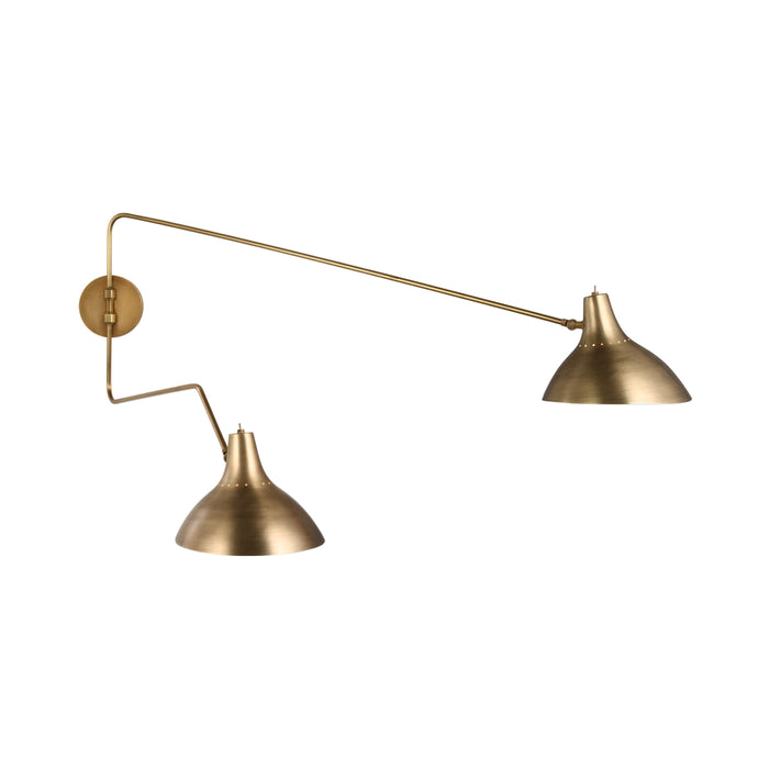 Charlton Double Wall Light in Hand-Rubbed Antique Brass (Large).