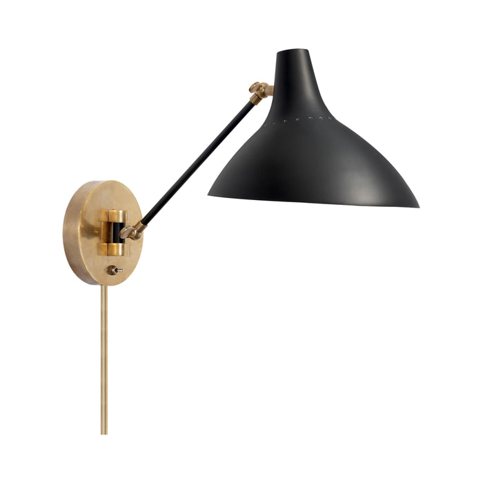 Charlton Wall Light in Black/Hand-Rubbed Antique Brass.
